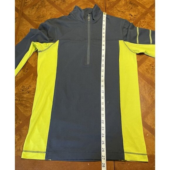 Lululemon Pullover 1/4 Zip Long Sleeve Mock Neck Men Shirt Sz S Gray Neon Yellow - Picture 4 of 7